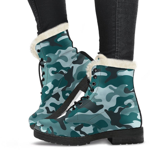 Forest Green Camouflage Print Comfy Boots GearFrost