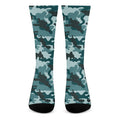 Forest Green Camouflage Print Crew Socks