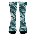 Forest Green Camouflage Print Crew Socks