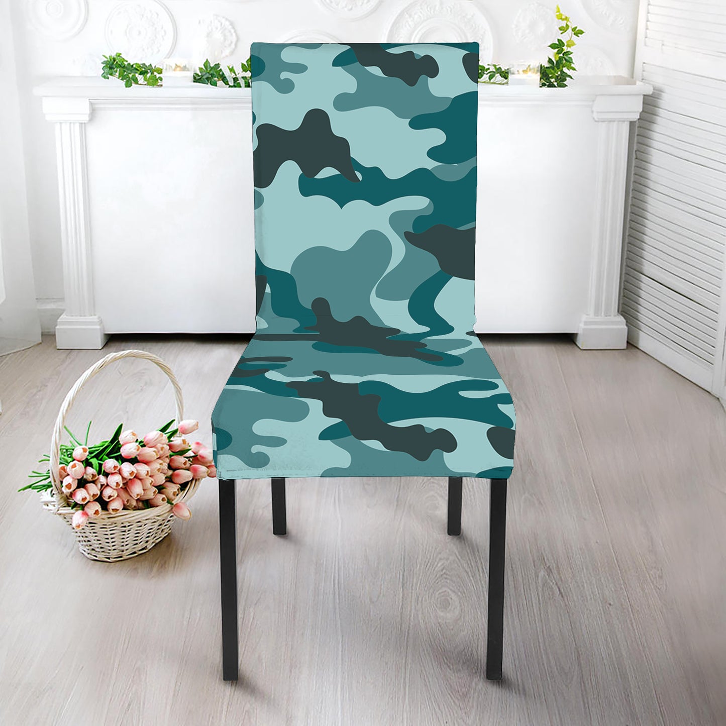 Forest Green Camouflage Print Dining Chair Slipcover