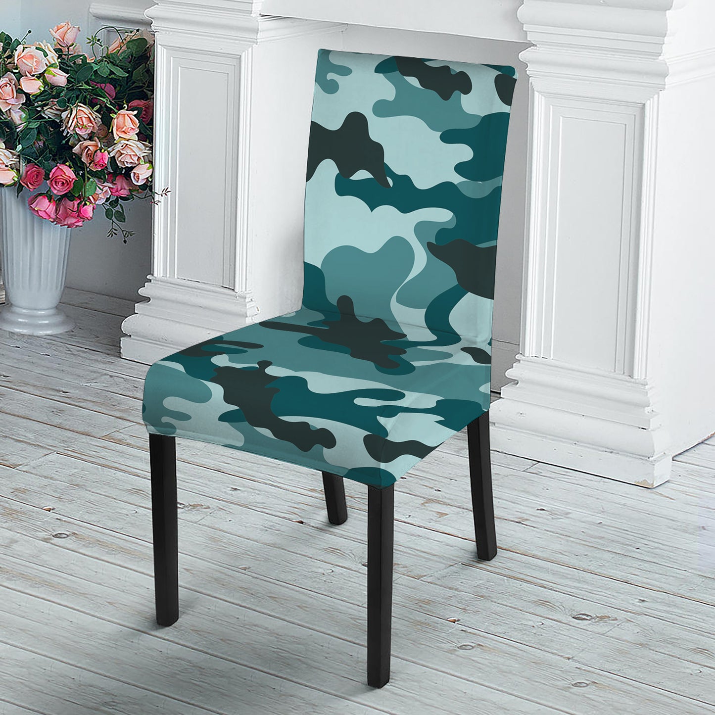 Forest Green Camouflage Print Dining Chair Slipcover