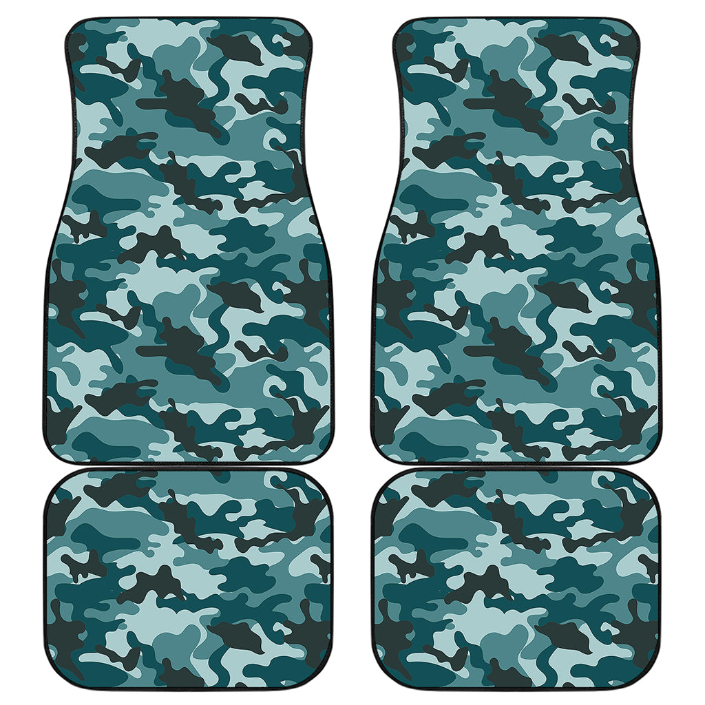 Forest Green Camouflage Print Front and Back Car Floor Mats
