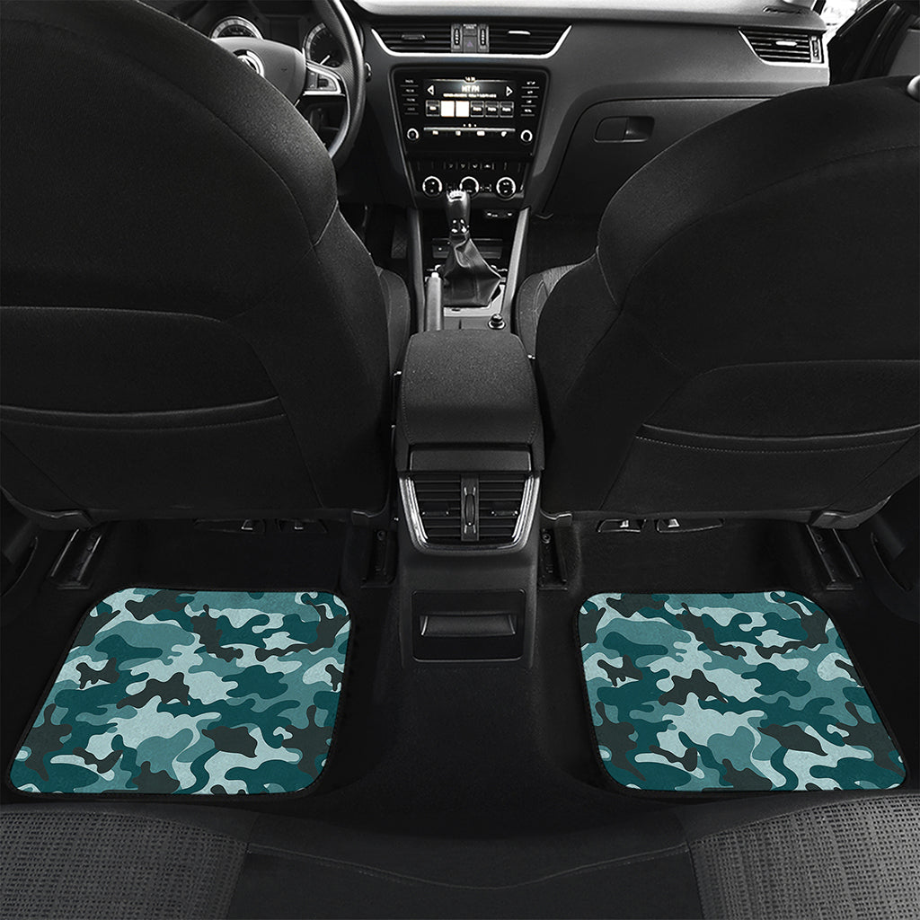 Forest Green Camouflage Print Front and Back Car Floor Mats