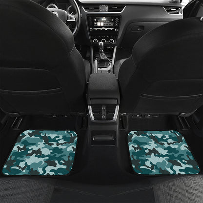 Forest Green Camouflage Print Front and Back Car Floor Mats
