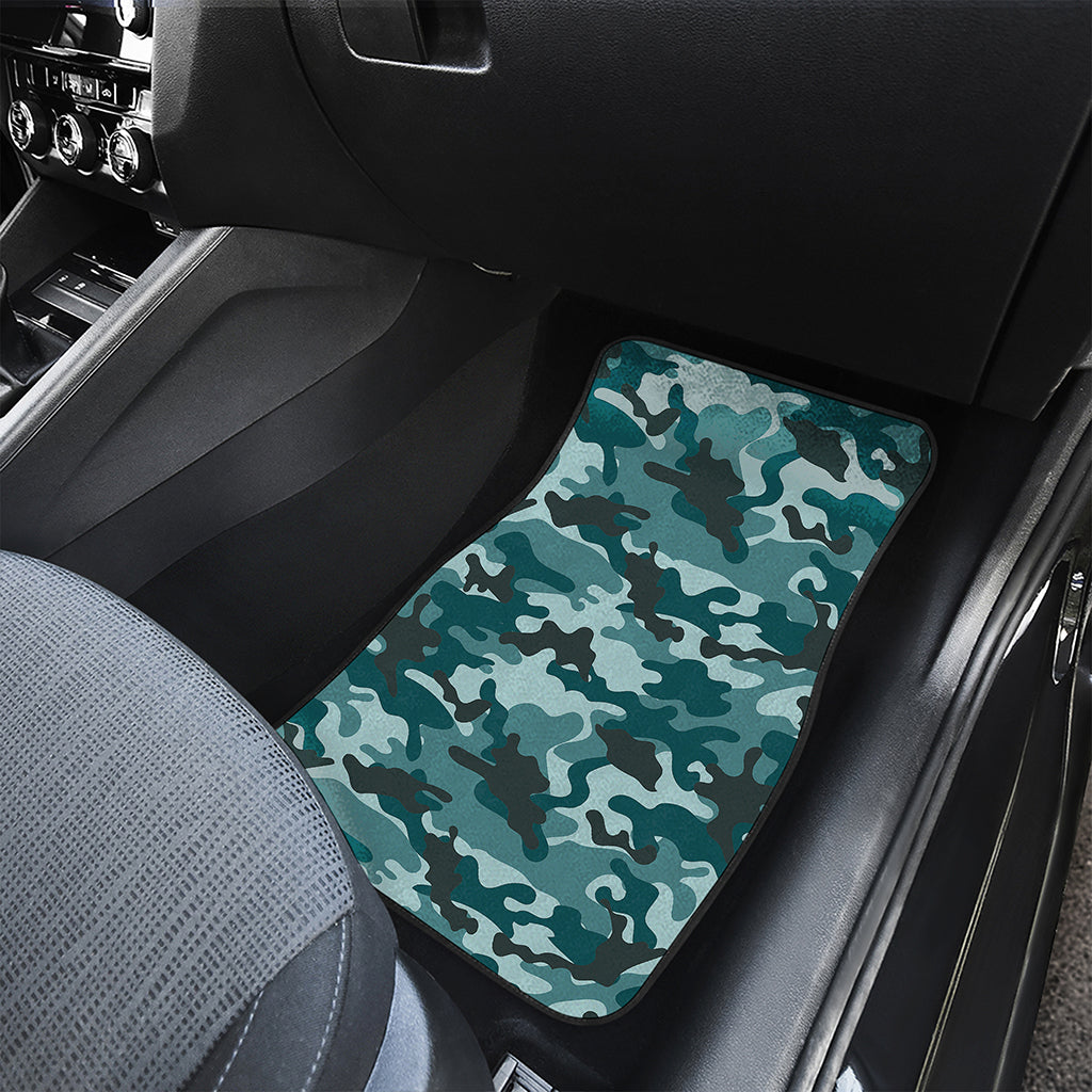 Forest Green Camouflage Print Front and Back Car Floor Mats