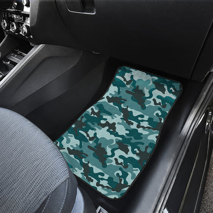 Forest Green Camouflage Print Front and Back Car Floor Mats