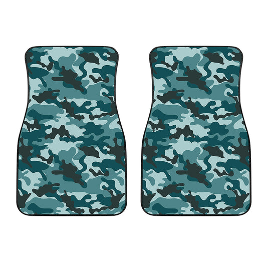 Forest Green Camouflage Print Front Car Floor Mats
