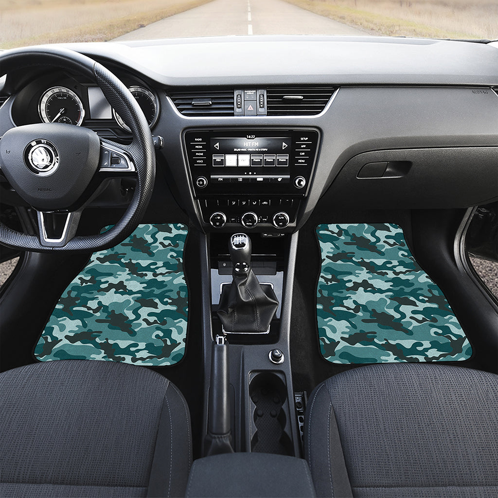 Forest Green Camouflage Print Front Car Floor Mats