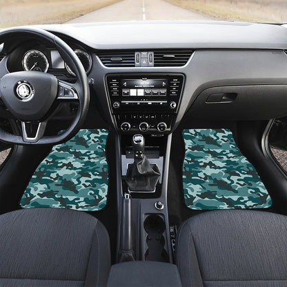 Forest Green Camouflage Print Front Car Floor Mats