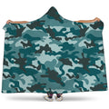 Forest Green Camouflage Print Hooded Blanket