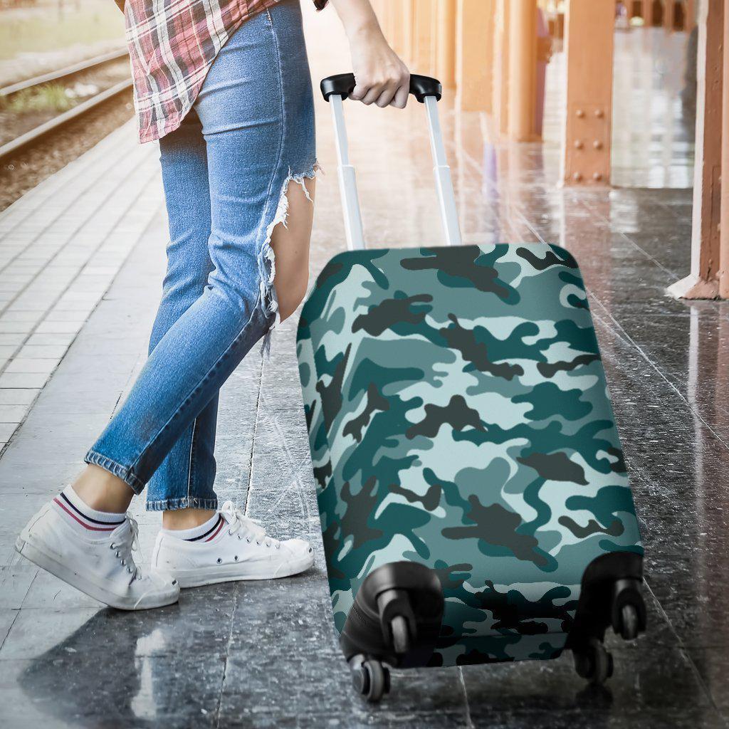 Forest Green Camouflage Print Luggage Cover GearFrost