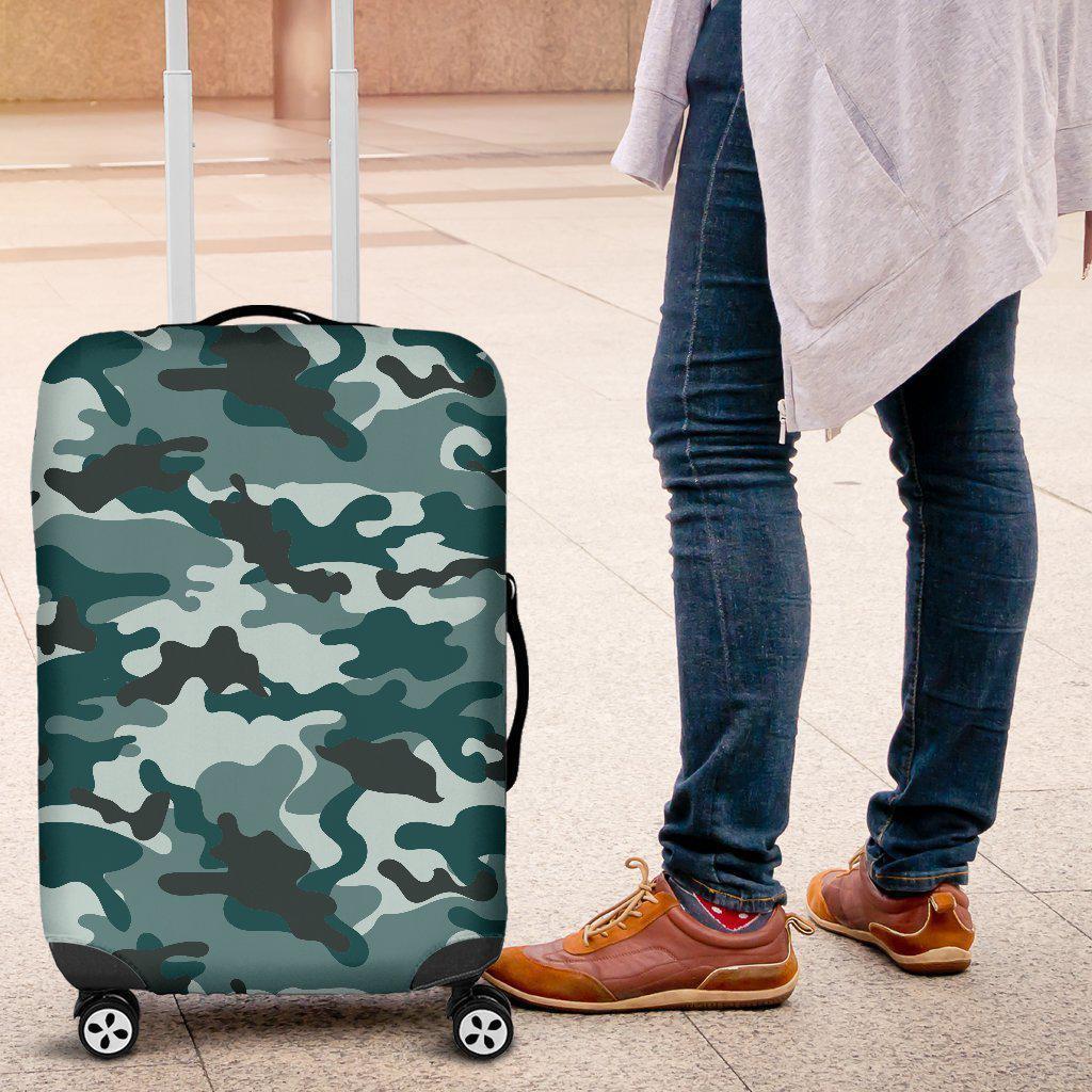 Forest Green Camouflage Print Luggage Cover GearFrost