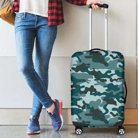 Forest Green Camouflage Print Luggage Cover GearFrost