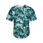 Forest Green Camouflage Print Men's Baseball Jersey