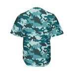 Forest Green Camouflage Print Men's Baseball Jersey