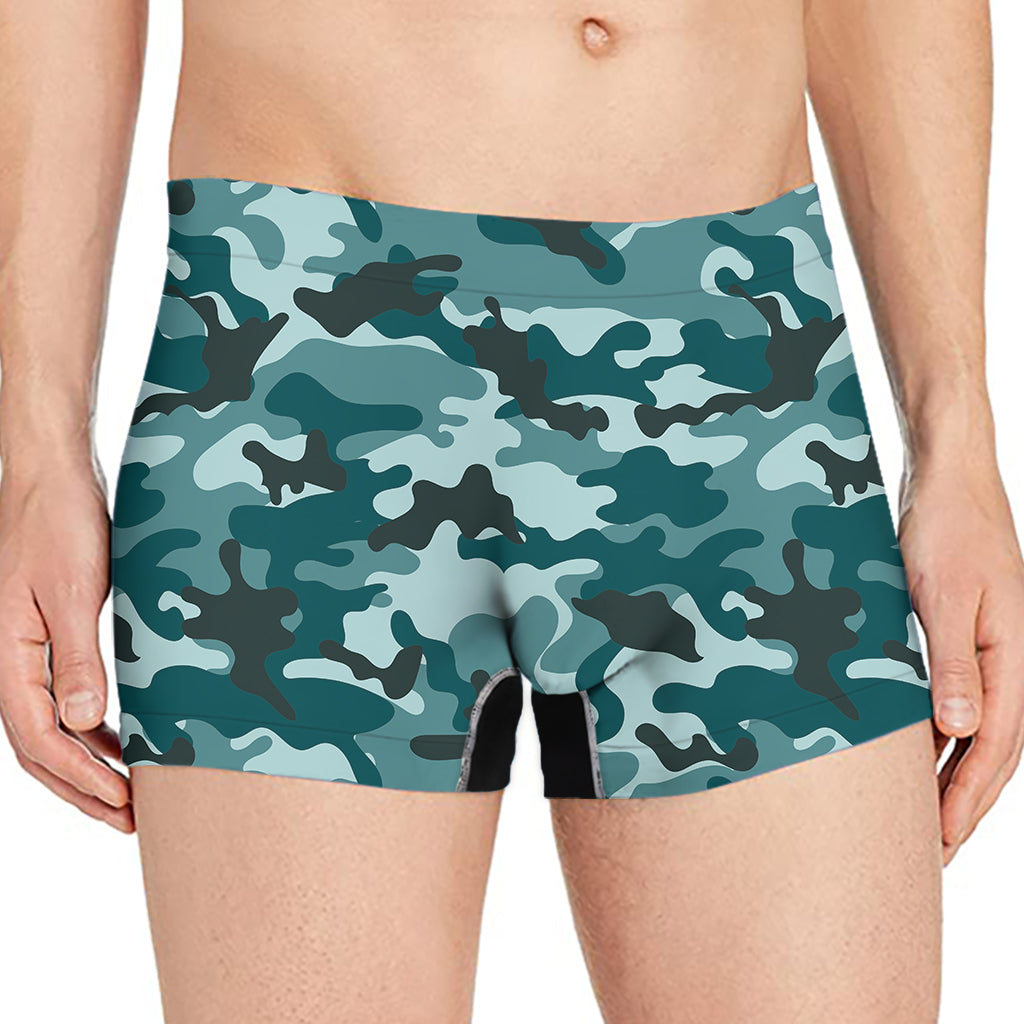 Forest Green Camouflage Print Men's Boxer Briefs