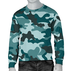 Forest Green Camouflage Print Men's Crewneck Sweatshirt GearFrost