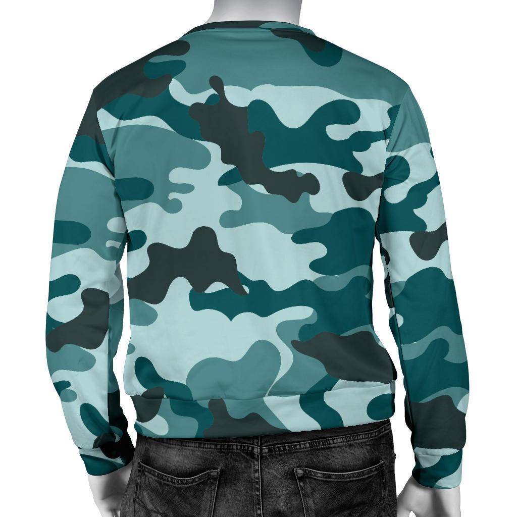 Forest Green Camouflage Print Men's Crewneck Sweatshirt GearFrost