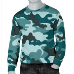 Forest Green Camouflage Print Men's Crewneck Sweatshirt GearFrost