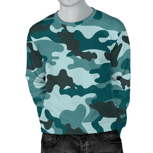 Forest Green Camouflage Print Men's Crewneck Sweatshirt GearFrost