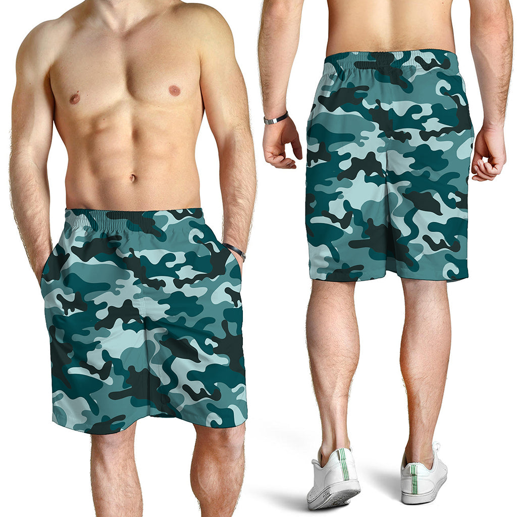 Forest Green Camouflage Print Men's Shorts