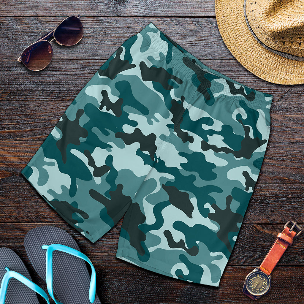 Forest Green Camouflage Print Men's Shorts