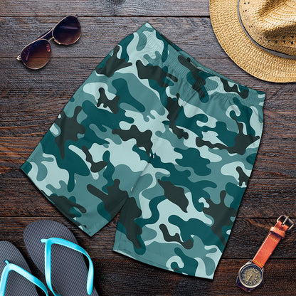 Forest Green Camouflage Print Men's Shorts