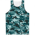 Forest Green Camouflage Print Men's Tank Top