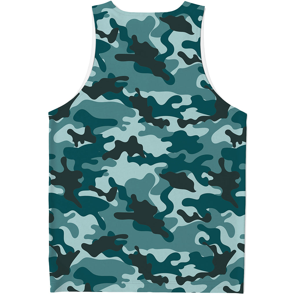 Forest Green Camouflage Print Men's Tank Top
