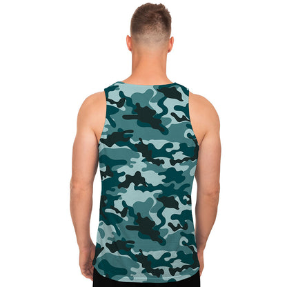 Forest Green Camouflage Print Men's Tank Top