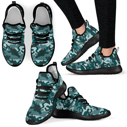 Forest Green Camouflage Print Mesh Knit Shoes GearFrost