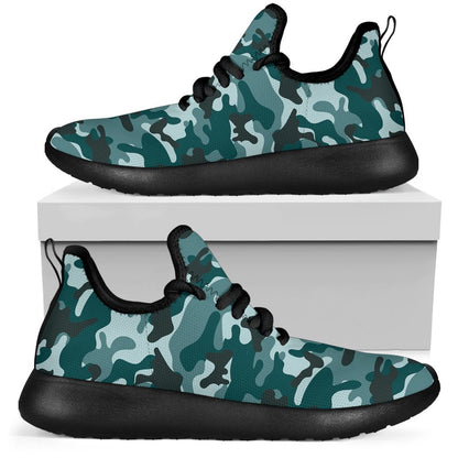 Forest Green Camouflage Print Mesh Knit Shoes GearFrost