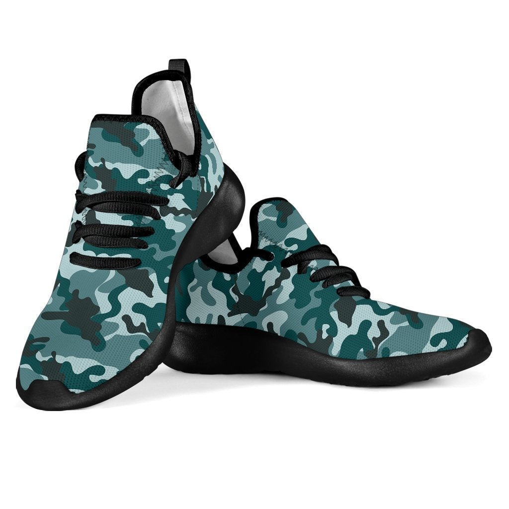 Forest Green Camouflage Print Mesh Knit Shoes GearFrost