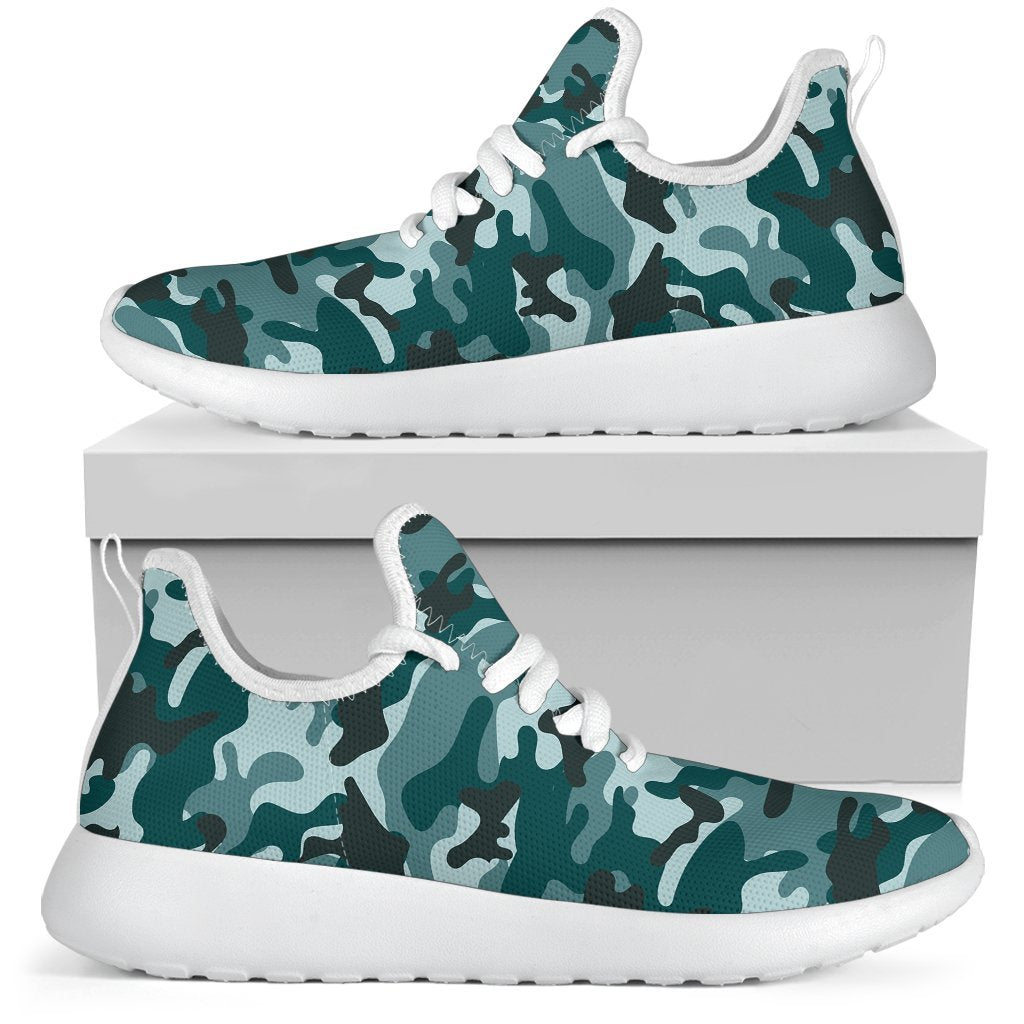 Forest Green Camouflage Print Mesh Knit Shoes GearFrost