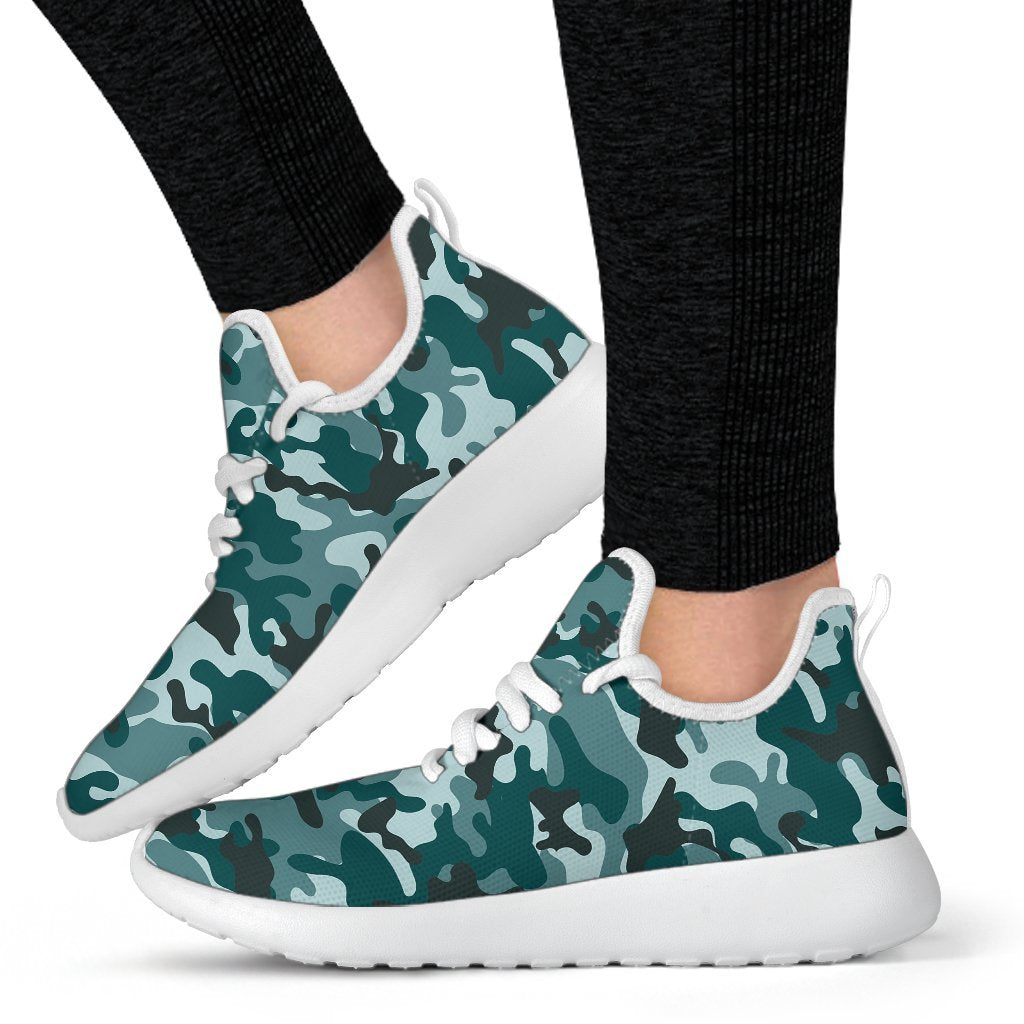 Forest Green Camouflage Print Mesh Knit Shoes GearFrost