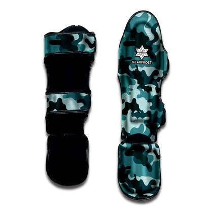 Forest Green Camouflage Print Muay Thai Shin Guard