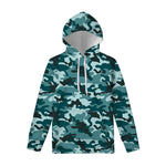 Forest Green Camouflage Print Pullover Hoodie