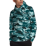 Forest Green Camouflage Print Pullover Hoodie