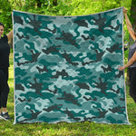 Forest Green Camouflage Print Quilt
