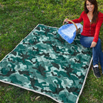Forest Green Camouflage Print Quilt
