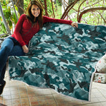 Forest Green Camouflage Print Quilt