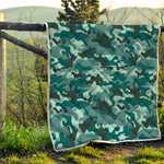Forest Green Camouflage Print Quilt