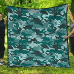 Forest Green Camouflage Print Quilt