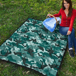 Forest Green Camouflage Print Quilt