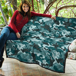 Forest Green Camouflage Print Quilt