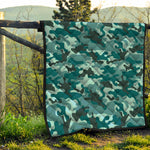 Forest Green Camouflage Print Quilt