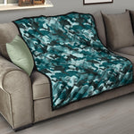 Forest Green Camouflage Print Quilt