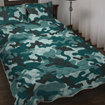 Forest Green Camouflage Print Quilt Bed Set