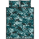 Forest Green Camouflage Print Quilt Bed Set