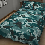 Forest Green Camouflage Print Quilt Bed Set